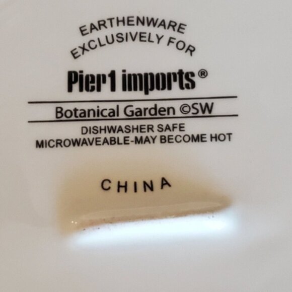 Set Of 2 Pier 1 Imports Botanical Garden Plates With Floral Design 10" Earthenwa - Picture 6 of 7